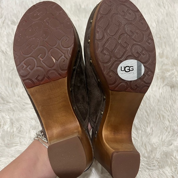 UGG Dark Brown Suede Clogs - Picture 2 of 8
